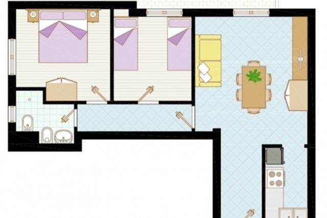 Apartmány VANIA - dvě dvoulůžkové ložnice a denní místnost - typ APT. 4+2 C-6