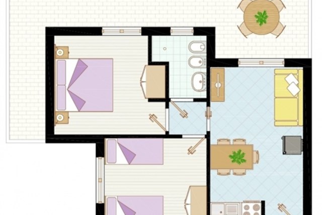 Apartmány BOSCHETTO - dvě dvoulůžkové ložnice a denní místnost - typ APT. 4+2 C-6