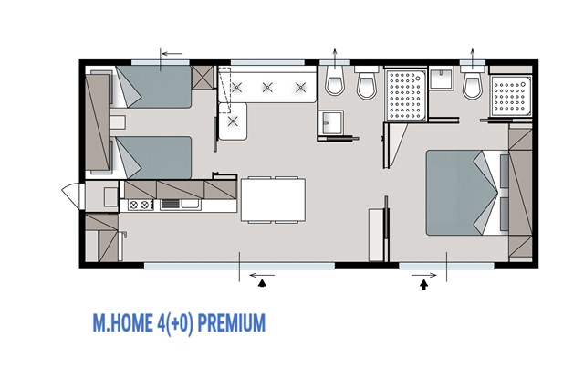 Mobilní domky STRAŠKO - dvě dvoulůžkové ložnice a denní místnost - typ M.HOME 4(+0) PREMIUM