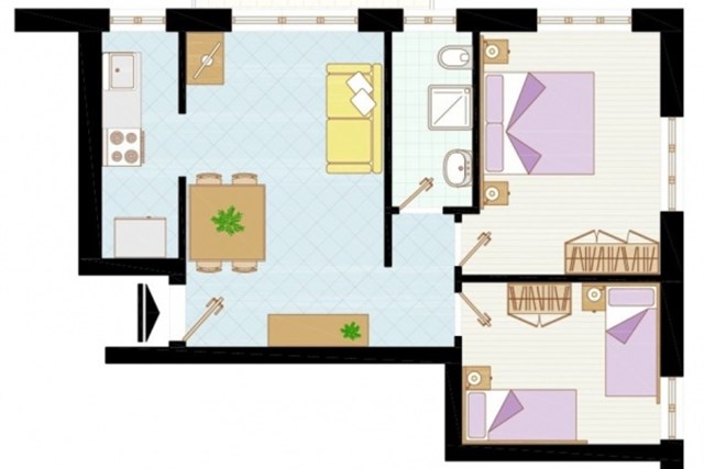 Apartmány VILLE FREDIANA E ANNA - dvě dvoulůžkové ložnice a denní místnost - typ APT. 4+1 AP C-5