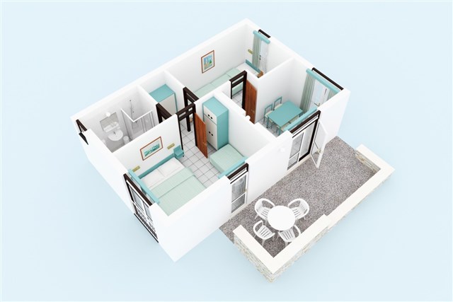 Apartmány ASTRA - čtyřlůžkový apartmán s možností přistýlky - typ APT. 4(+1)