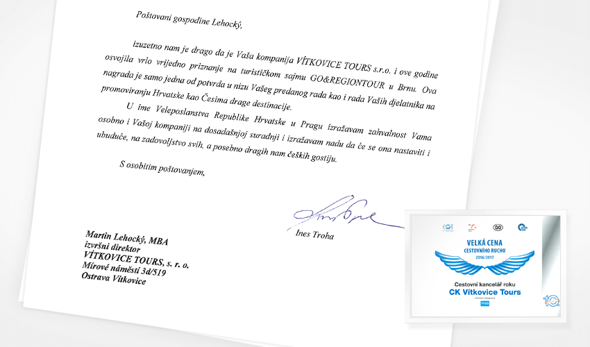 Gratulace z chorvatského velvyslanectví